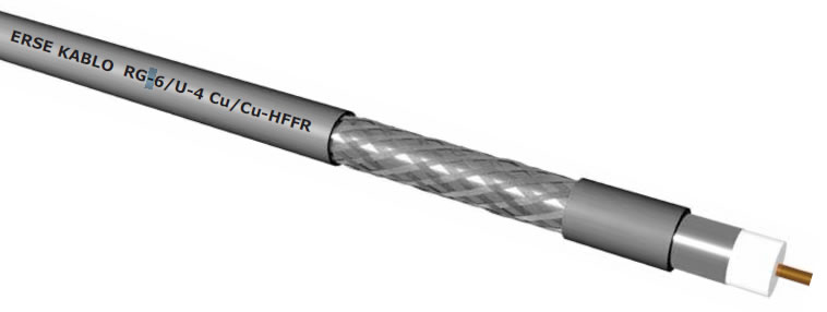 RG 6/U-4 Cu/CuSn HFFR Koaksiyel Kablo resim1